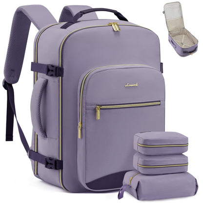 LOVEVOOK 40L Travel Backpack Flight Approved Carry on Backpack,3 Packing Cubes,Waterproof Personal Item Travel Bag,TSA Carry on Luggage Suitcase Travel Essentials,Gifts for Women & Men,fits 17" Laptop