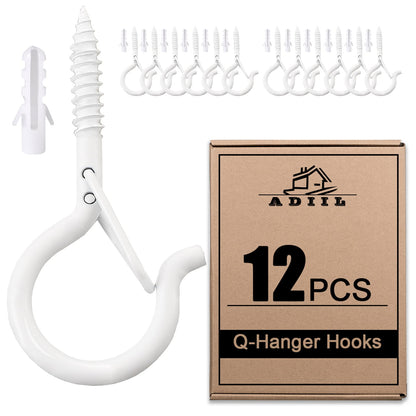 ADIIL Q Hanger Ceiling Screw Hooks for Hanging Outdoor String Light, Plants