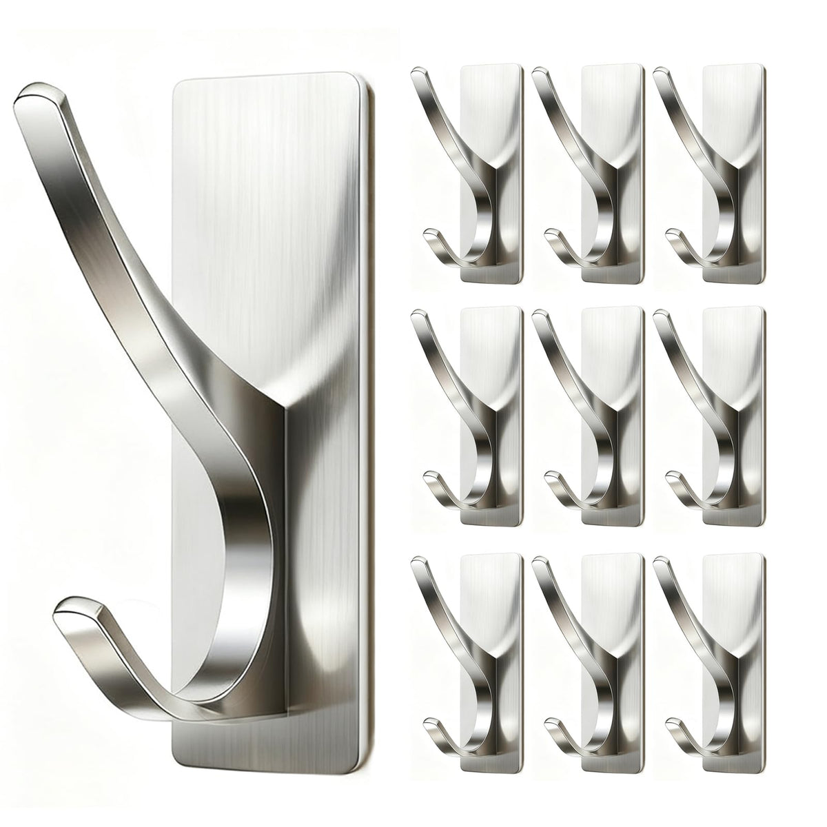 pickpiff White Self-Adhesive Hook, 13LB Hanger for Coat/Towel, 6 Pack