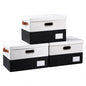 PRANDOM Large Collapsible Storage Bins with Lids [3-Pack] Linen/Cotton Blend Foldable Storage Boxes Organizer Containers Baskets Cube with Cover for Home Bedroom Closet Office Nursery(17.7x11.8x11.8)