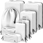 Well Traveled 8 pcs Compression Packing Bags Cubes Set with HybridMax Double-Capacity Design - Packing Cubes for Travel Compression to Maximize Limited Luggage Space, Black