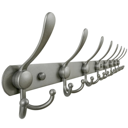 Dseap Coat Rack Wall Mounted - 5 Tri Hooks, Heavy Duty, Stainless Steel, Metal Coat Hook Rail for Coat Hat Towel Purse Robes Mudroom Bathroom Entryway (Black, 2 Packs)