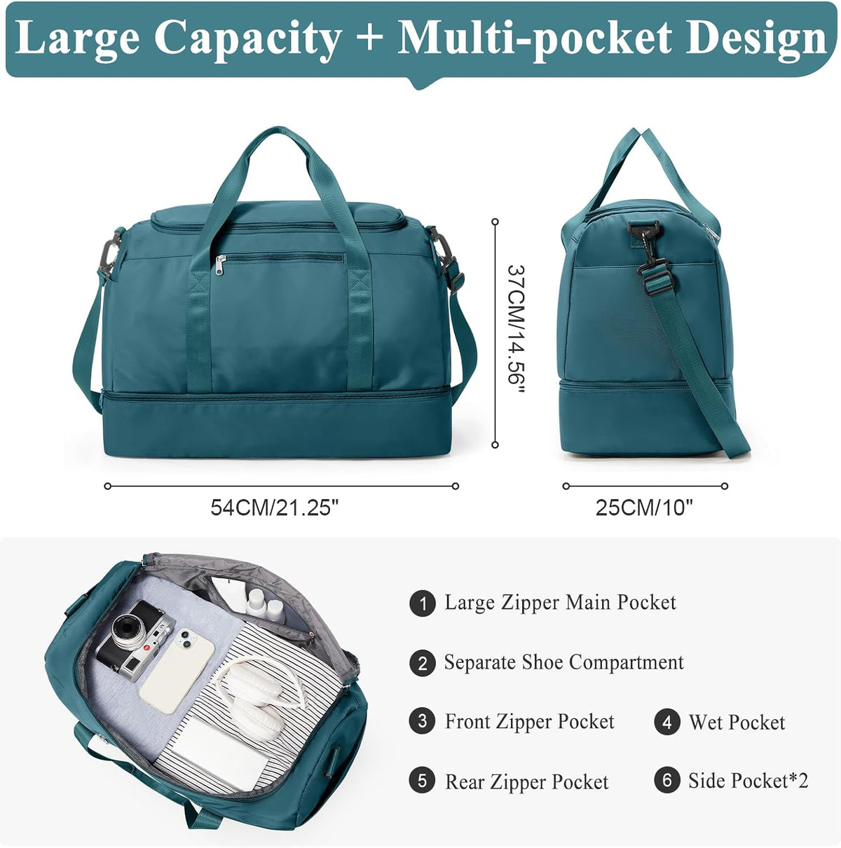 Extra Large Travel Duffel Bag, Carry-On Weekender Bags for Women Travel