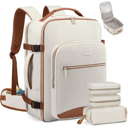 LOVEVOOK 40L Travel Backpack Flight Approved Carry on Backpack,3 Packing Cubes,Waterproof Personal Item Travel Bag,TSA Carry on Luggage Suitcase Travel Essentials,Gifts for Women & Men,fits 17" Laptop