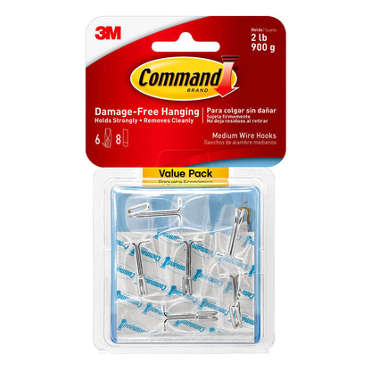 Command Medium Clear Wire Hooks, 10 Hooks, 12 Strips