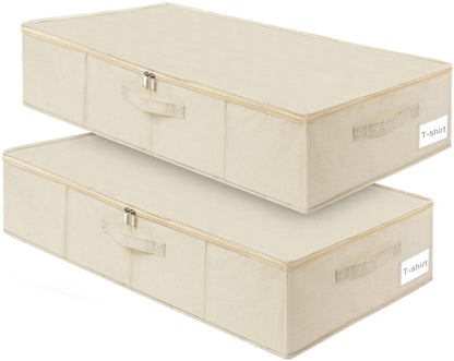 punemi 3 inch High Soft Low Profile Under Bed Storage Bins, 2 Pack, Grey