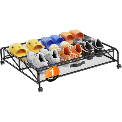 Under Bed Shoe Storage Organizer, 2 Pack Under Bed Storage Containers with Wheels for Under Bed Shoe Organizer Drawer Space Saving for bedroom