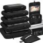 BAGAIL 4 Set/6 Set/8 Set Compression Packing Cubes Travel Accessories Expandable Packing Organizers (Half Mesh, 6-Black)