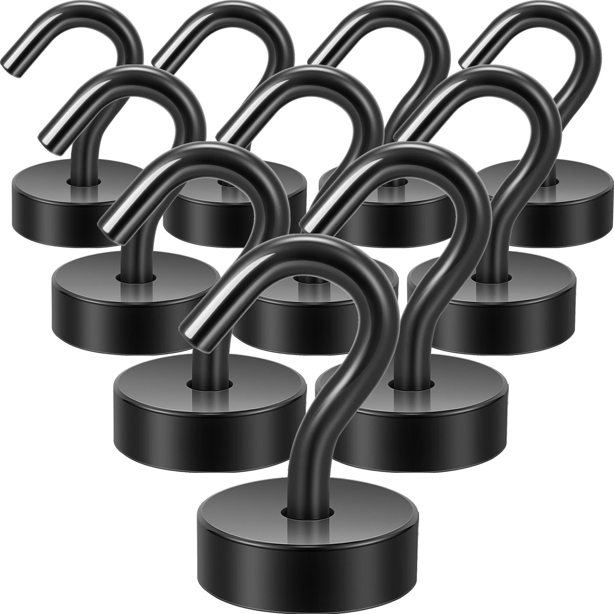 Neosmuk Magnetic Hooks Steel Tube Design for Cruise,80lb+ Black,10 Pack