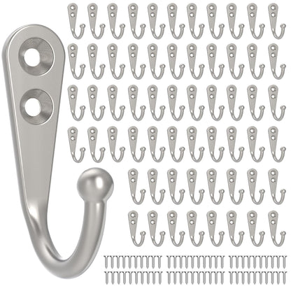 POZEAN Wall Hooks for Hanging, 40 Pack Black Small Coat Hooks with 80 Screws, Heavy Duty Single Prong Wall Hooks for Keys, Cups,Towels,Bag and More