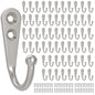POZEAN Wall Hooks for Hanging, 40 Pack Black Small Coat Hooks with 80 Screws, Heavy Duty Single Prong Wall Hooks for Keys, Cups,Towels,Bag and More