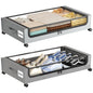 Under Bed Storage with Wheels,XXL 60L Under Bed Storage Containers with Clear Lids, Rolling Under Bed Metal Drawer for Clothes, Shoes,Toys (Black, 2 Pack)