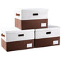 PRANDOM Large Collapsible Storage Bins with Lids [3-Pack] Linen/Cotton Blend Foldable Storage Boxes Organizer Containers Baskets Cube with Cover for Home Bedroom Closet Office Nursery(17.7x11.8x11.8)