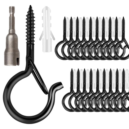 FSAH 36 PCS Q-Hanger Hooks with Safety Buckle, Windproof Screw Hooks