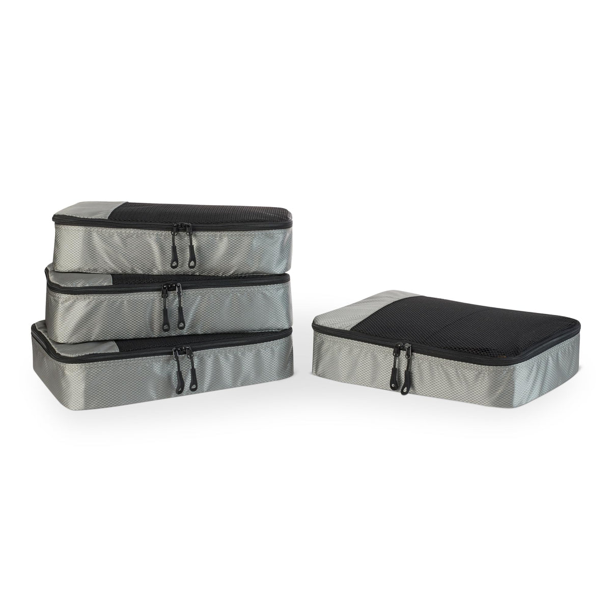 Amazon Essentials 4-Piece Packing Cubes Travel Accessories Set, Luggage Organizer, Suitcase Organizer with Double Zipper, Mesh Top, Space-Saving, Large, Gray (Previously Amazon Basics)
