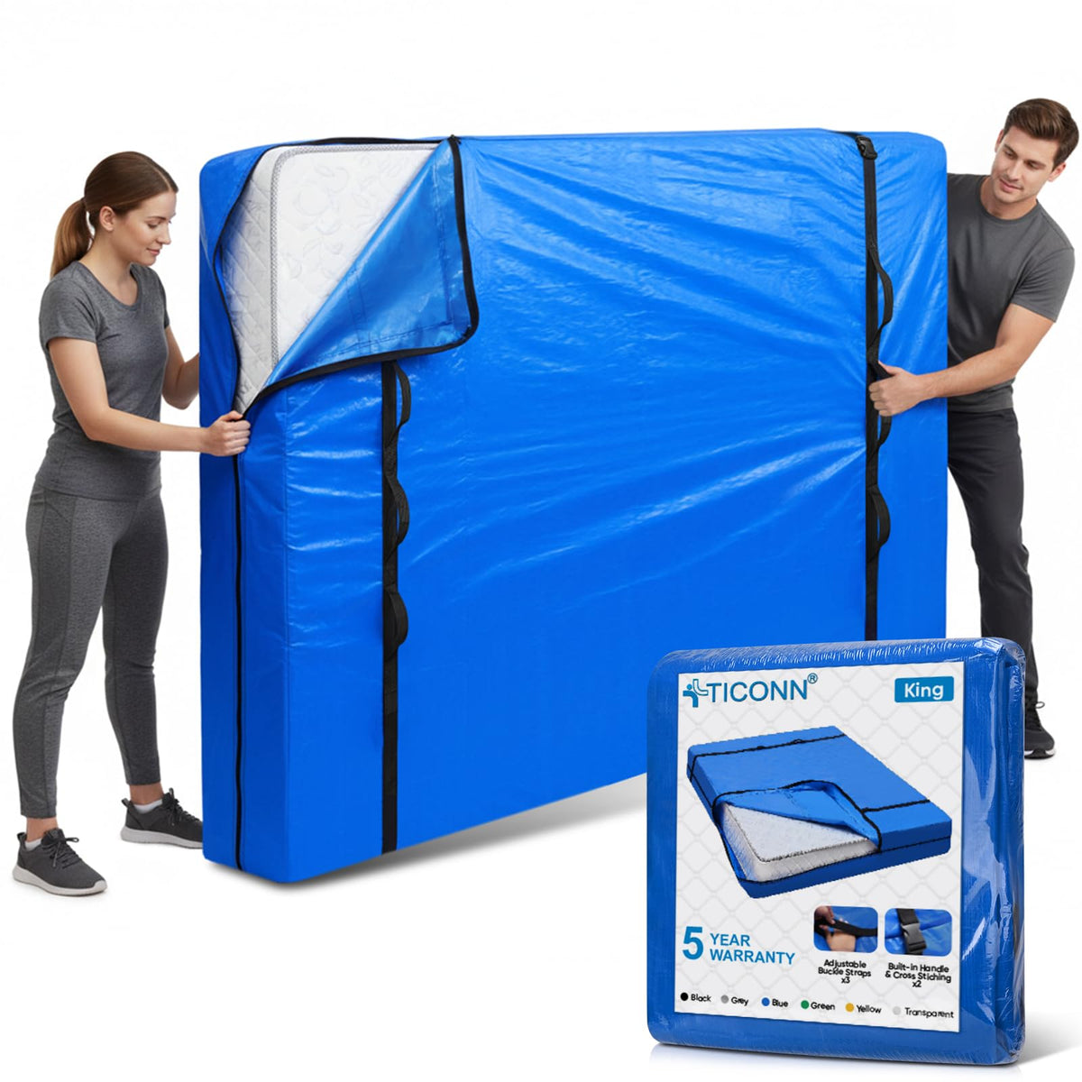 TICONN Mattress Bags for Moving, Heavy Duty Mattress Cover Storage Bag