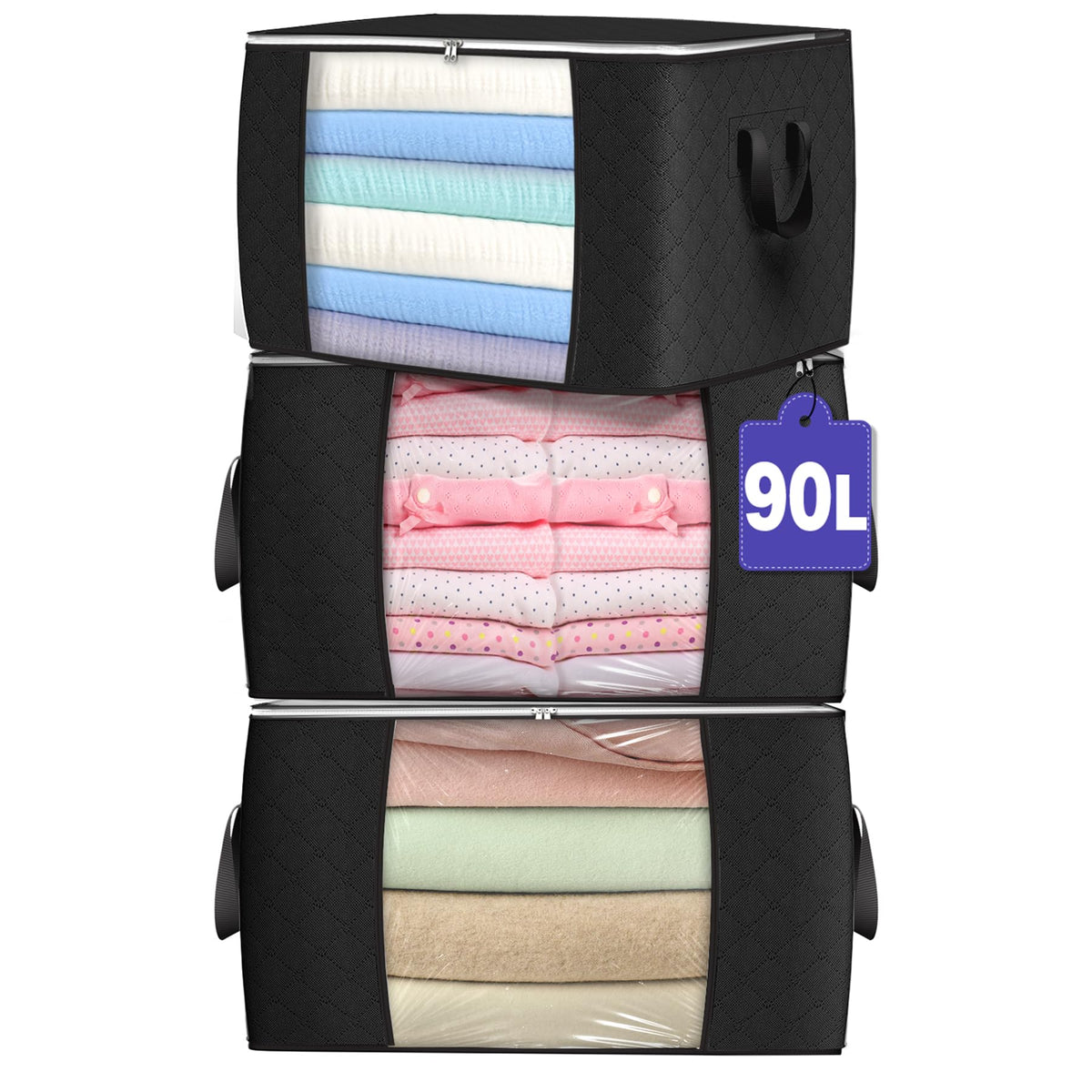 90L Large Storage Bags, 6 Pack Clothes Storage Bins Closet Organizers