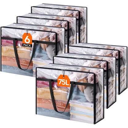 Lifewit 45L Clear Clothes Storage Bags,Plastic Foldable Blanket Storage Bag