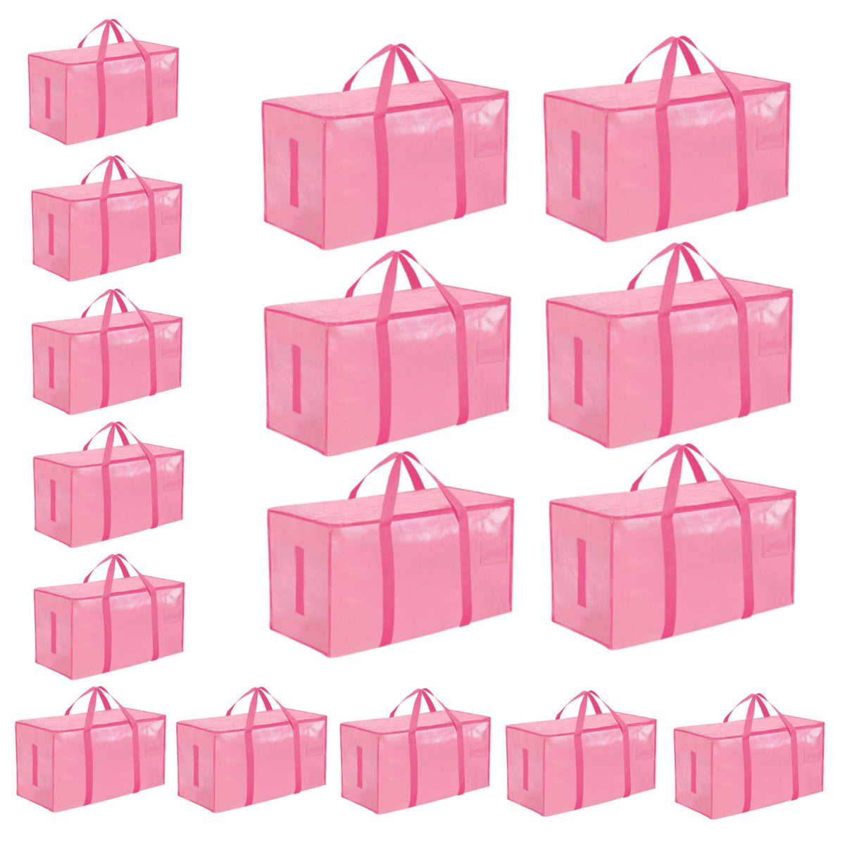 Moving Bags Extra Large 8 Pack - Heavy Duty Storage Totes with Wrap-Around Handles & Reinforced Zippers - Foldable Moving Box Alternative, Water-Resistant for Dorm, Closet & Under Bed Storage (Clear)