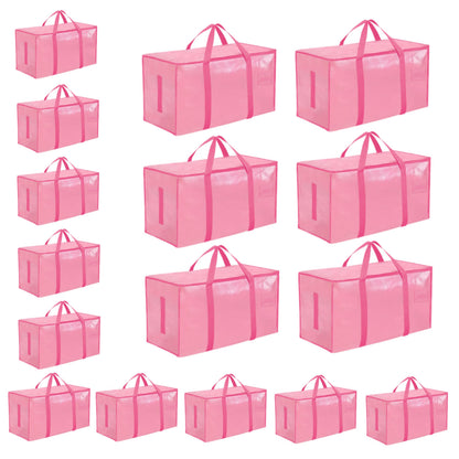 Moving Bags Extra Large 8 Pack - Heavy Duty Storage Totes with Wrap-Around Handles & Reinforced Zippers - Foldable Moving Box Alternative, Water-Resistant for Dorm, Closet & Under Bed Storage (Clear)