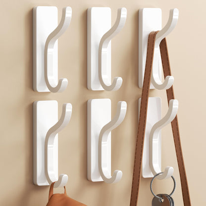 Adhesive Wall Hooks for Towel/Coat,13Lb Strong Stick-On Hooks, Gold 6 Pack