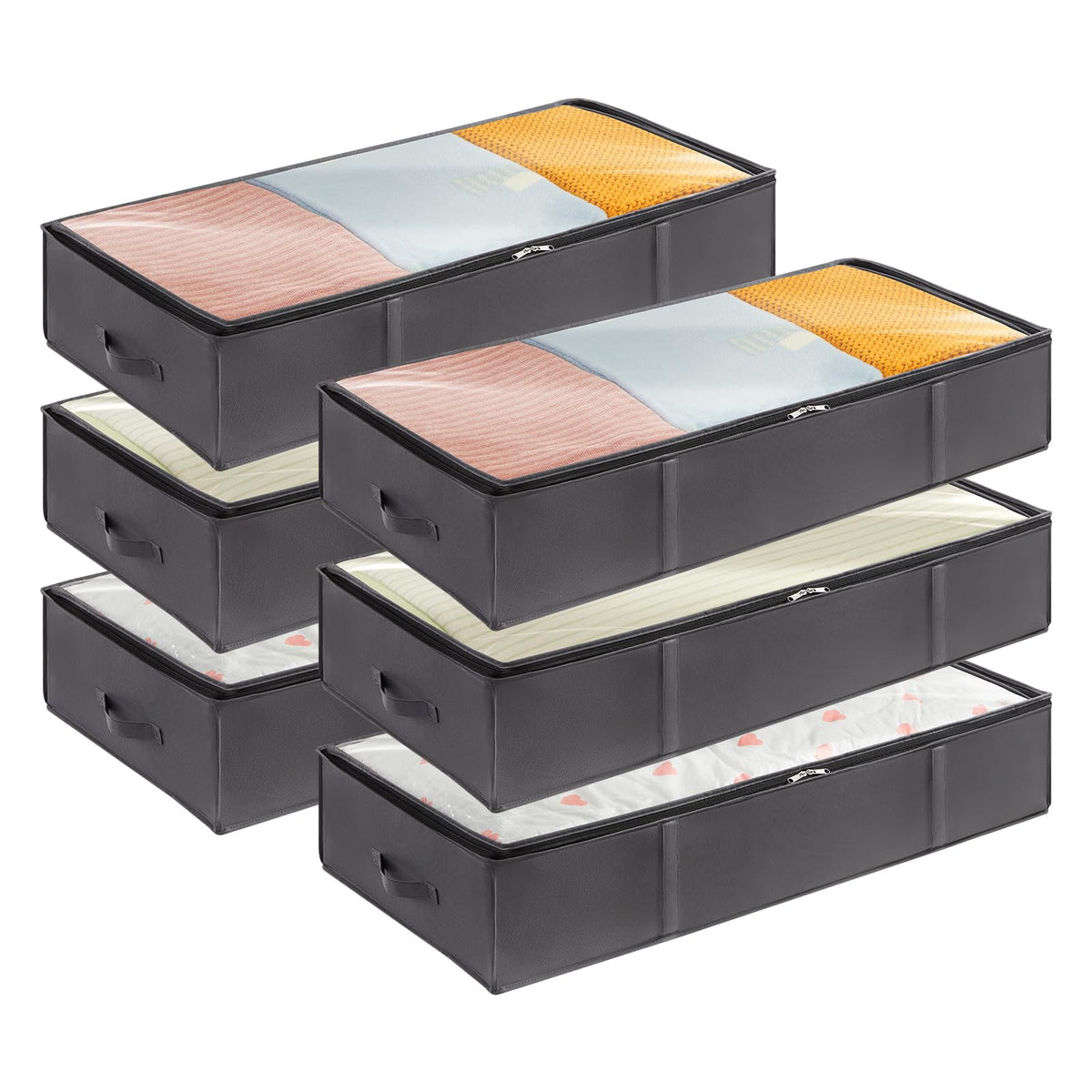 Lifewit 95L 4 Pack Under Bed Storage Container, Blanket Organizer, Gray