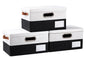 PRANDOM Large Collapsible Storage Bins with Lids [3-Pack] Linen/Cotton Blend Foldable Storage Boxes Organizer Containers Baskets Cube with Cover for Home Bedroom Closet Office Nursery(17.7x11.8x11.8)