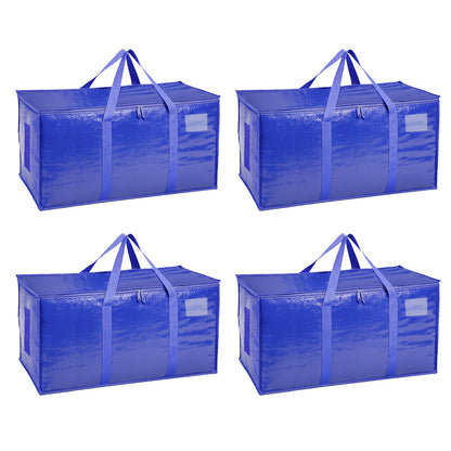 Moving Bags Extra Large 8 Pack - Heavy Duty Storage Totes with Wrap-Around Handles & Reinforced Zippers - Foldable Moving Box Alternative, Water-Resistant for Dorm, Closet & Under Bed Storage (Clear)