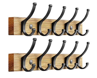 Optish Coat Rack Wall Mount, 16.5 Inches Wood Coat Hooks, Wall Hooks for Hanging, Hat Rack Bag Hanger Key Holder for Wall, Purse Hanger Towel Racks for Bathroom (1Pack, Brown)