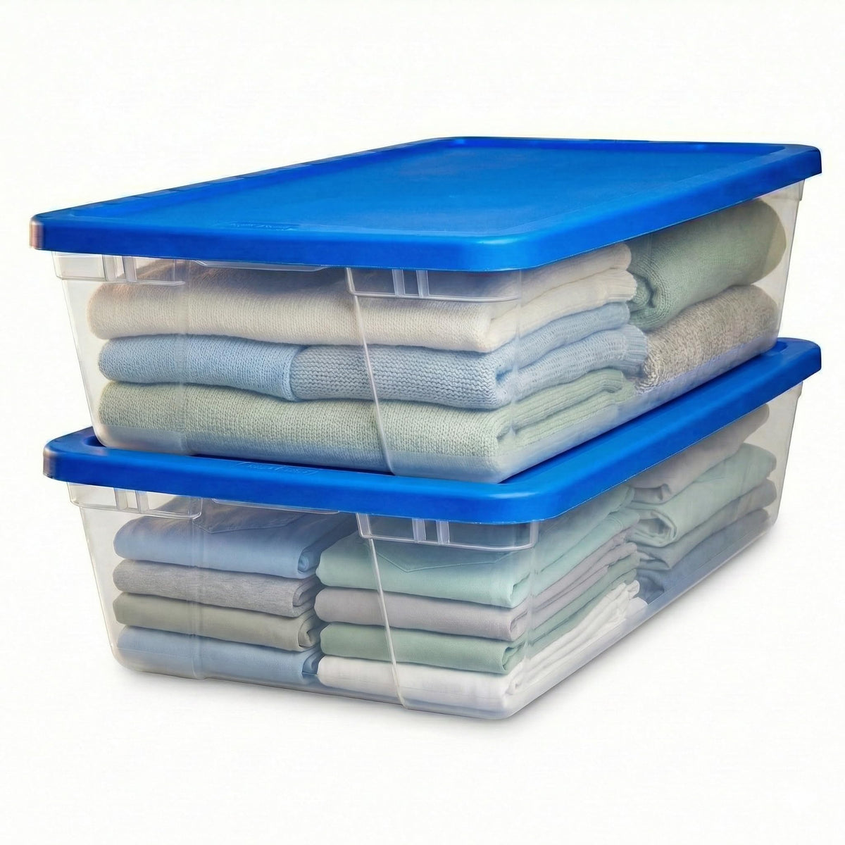 HOMZ Clear Plastic Storage Bins w/Snaplock Lids, 28 Qt, Gray, 2 Pack