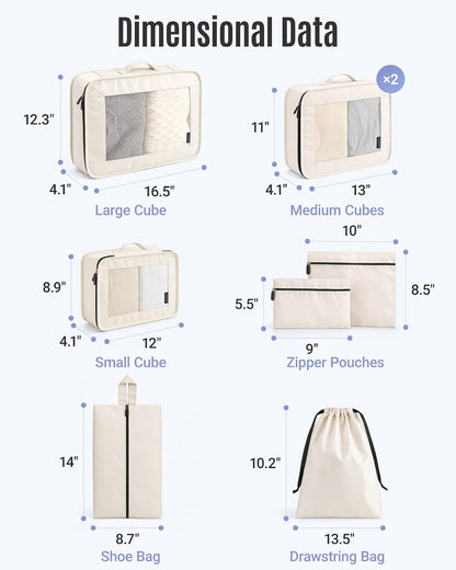 LIGHT FLIGHT 8 Set Packing Cubes for Travel, Cruise Ship Travel Essentials