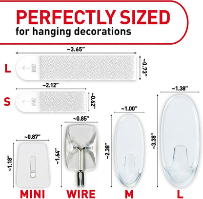 Command Clear Variety Pack, Including 8 Pairs of Picture Hangers, 4 Clear Wire Hooks and 11 Wall Hook for Hanging Back to School Dorm Organizers, Damage-Free Hanging Up to 19 Items