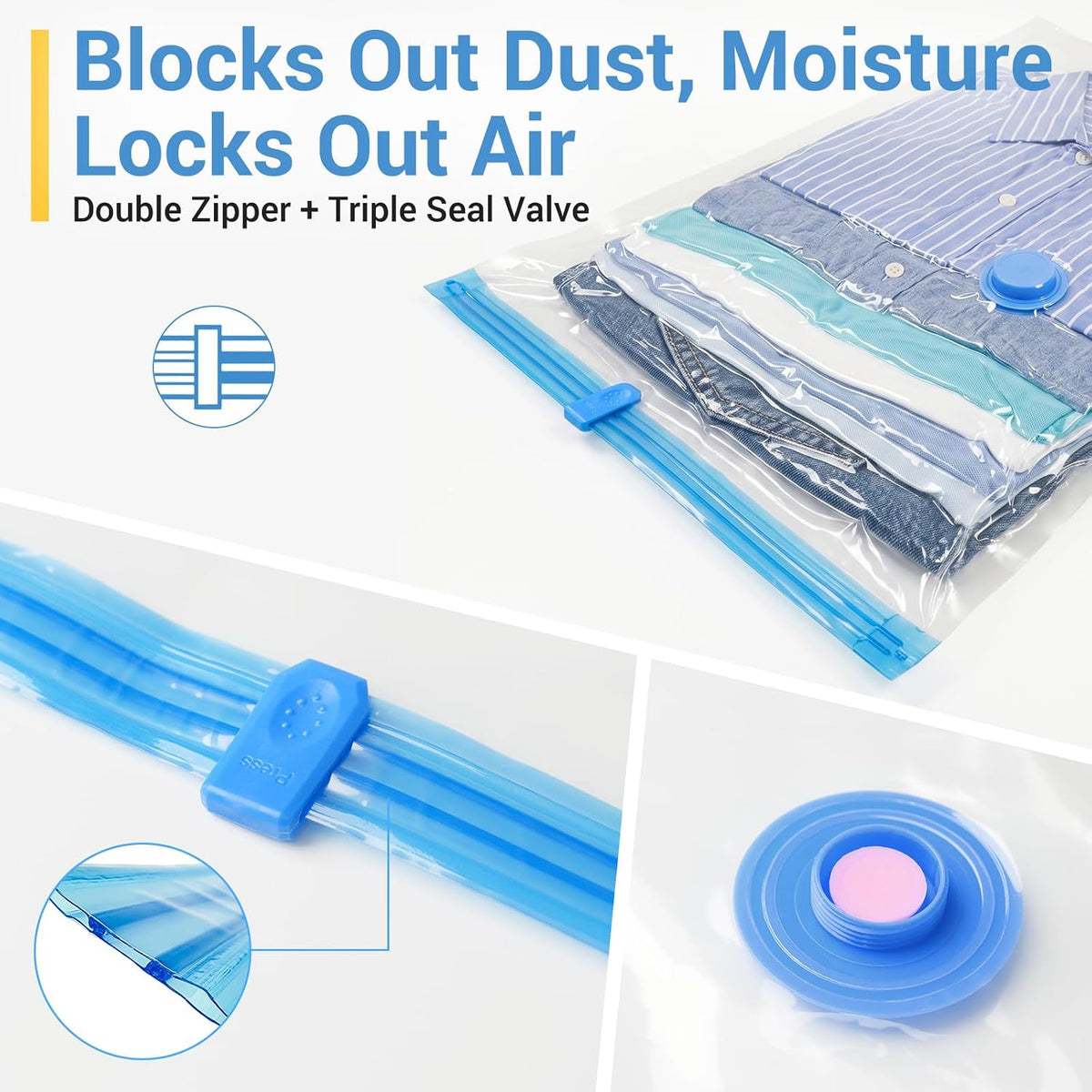Fygrip 80% Space Saver Vacuum Storage Bags with Hand Pump, 10 Medium