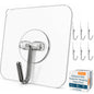 Adhesive Large Wall Hooks for Hanging Heavy Duty No Drill, 22 lbs, 12 pcs