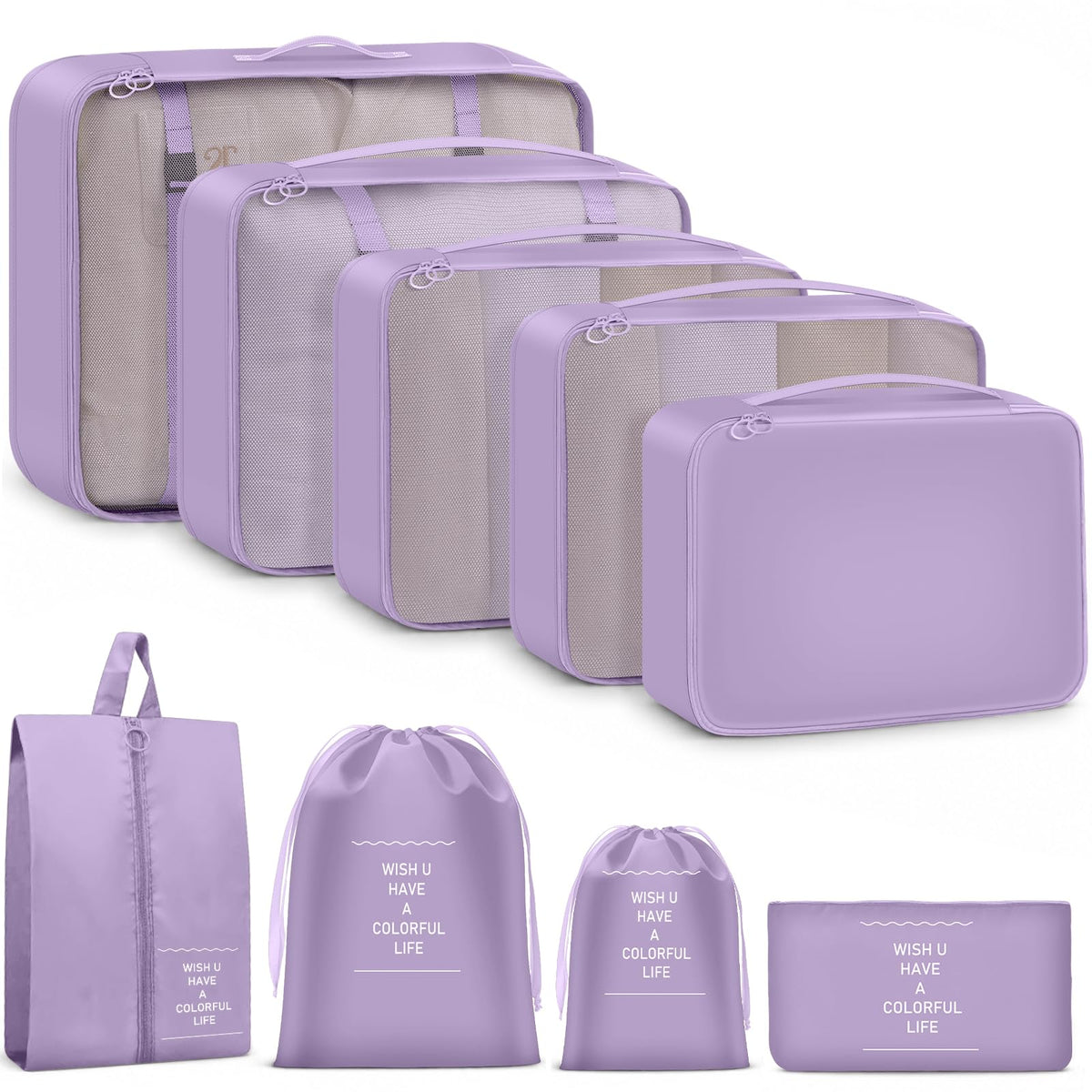 9 Set Packing Cubes for Travel Essentials - Lightweight Carry-On Luggage Organizer Bags with Shoe, Clothes & Laundry Bags for Airplane, Family & Business Travel, Leopard print