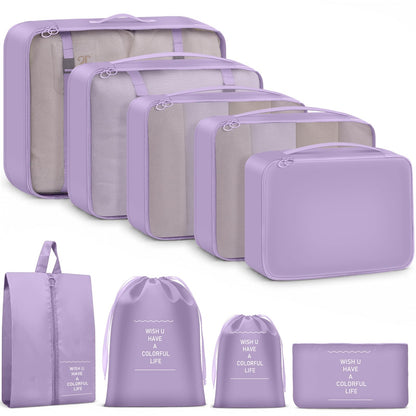 9 Set Packing Cubes for Travel Essentials - Lightweight Carry-On Luggage Organizer Bags with Shoe, Clothes & Laundry Bags for Airplane, Family & Business Travel, Leopard print