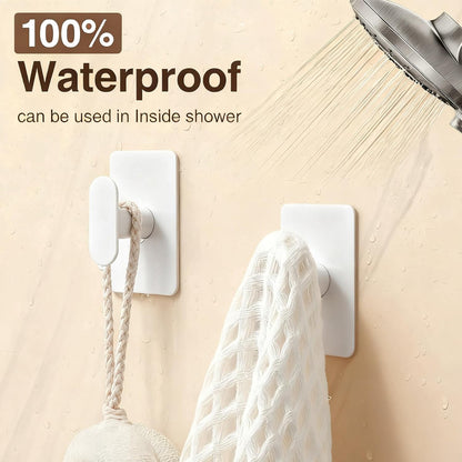 pickpiff Adhesive Towel Hooks: 20LB Extra Strong Wall Hanger, White 4 Pack