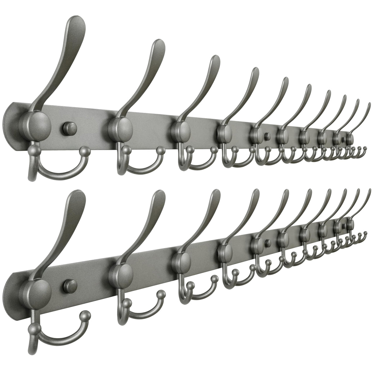 Dseap Coat Rack Wall Mounted - 5 Tri Hooks, Heavy Duty, Stainless Steel, Metal Coat Hook Rail for Coat Hat Towel Purse Robes Mudroom Bathroom Entryway (Black, 2 Packs)