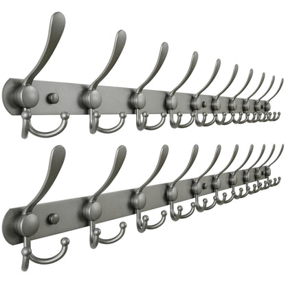 Dseap Coat Rack Wall Mounted - 5 Tri Hooks, Heavy Duty, Stainless Steel, Metal Coat Hook Rail for Coat Hat Towel Purse Robes Mudroom Bathroom Entryway (Black, 2 Packs)