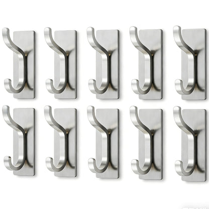 Adhesive Wall Hooks for Towel/Coat,13Lb Strong Stick-On Hooks, Gold 4 Pack