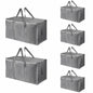 Moving Bags Extra Large 8 Pack - Heavy Duty Storage Totes with Wrap-Around Handles & Reinforced Zippers - Foldable Moving Box Alternative, Water-Resistant for Dorm, Closet & Under Bed Storage (Clear)