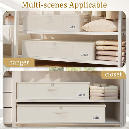 Yawinhe 27L UnderBed Storage Containers,2 Pack Closet Organizers,Beige