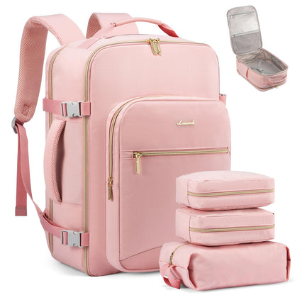 LOVEVOOK 40L Travel Backpack Flight Approved Carry on Backpack,3 Packing Cubes,Waterproof Personal Item Travel Bag,TSA Carry on Luggage Suitcase Travel Essentials,Gifts for Women & Men,fits 17" Laptop