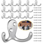 Homanu 14 Pack Black Coat Hooks Wall Mounted Double Prong with 28 Screws