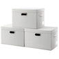 PRANDOM Large Collapsible Storage Bins with Lids [3-Pack] Linen/Cotton Blend Foldable Storage Boxes Organizer Containers Baskets Cube with Cover for Home Bedroom Closet Office Nursery(17.7x11.8x11.8)