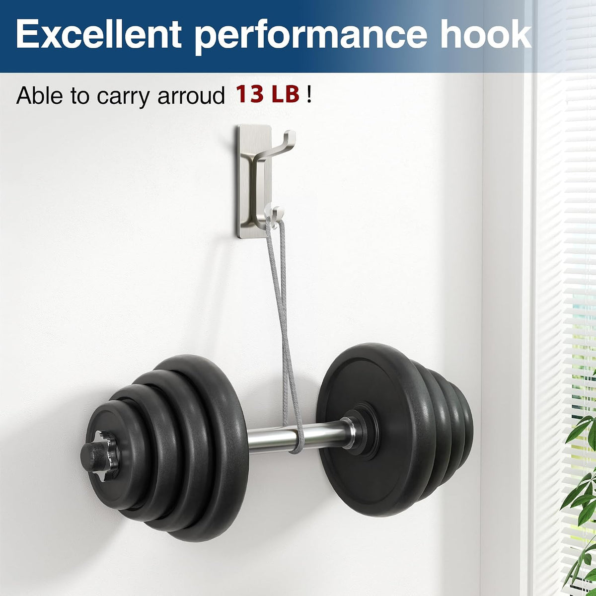 pickpiff 13LB Strong Stick-on Hooks for Coat & Towel, Brush Nickel 12 Pack