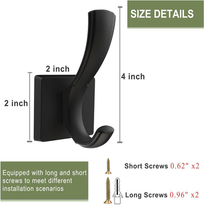 TOFIIGREM Black Towel Hooks Coat Hooks for Wall, Hand Towel Holder Robe Hook for Bathroom, Entryway Hat Hooks for Hanging Coat Towels Keys Hats (6 Pack)