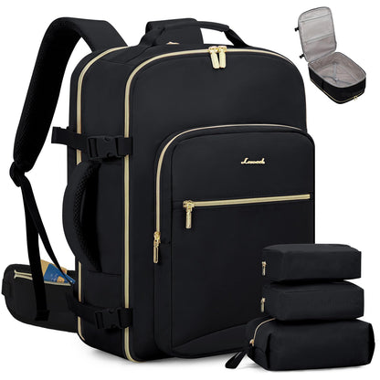 LOVEVOOK 40L Travel Backpack Flight Approved Carry on Backpack,3 Packing Cubes,Waterproof Personal Item Travel Bag,TSA Carry on Luggage Suitcase Travel Essentials,Gifts for Women & Men,fits 17" Laptop