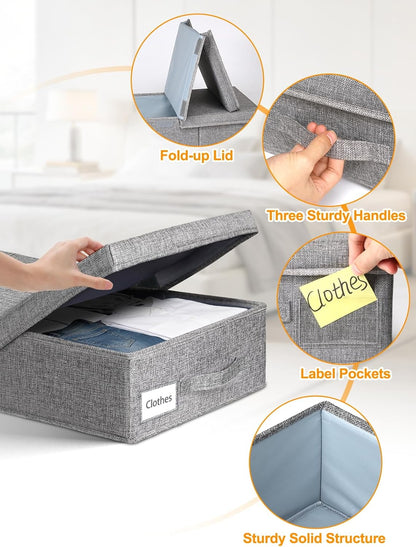 punemi 6 in Tall Under Bed Storage Containers with Lids, 2 Pack, Grey