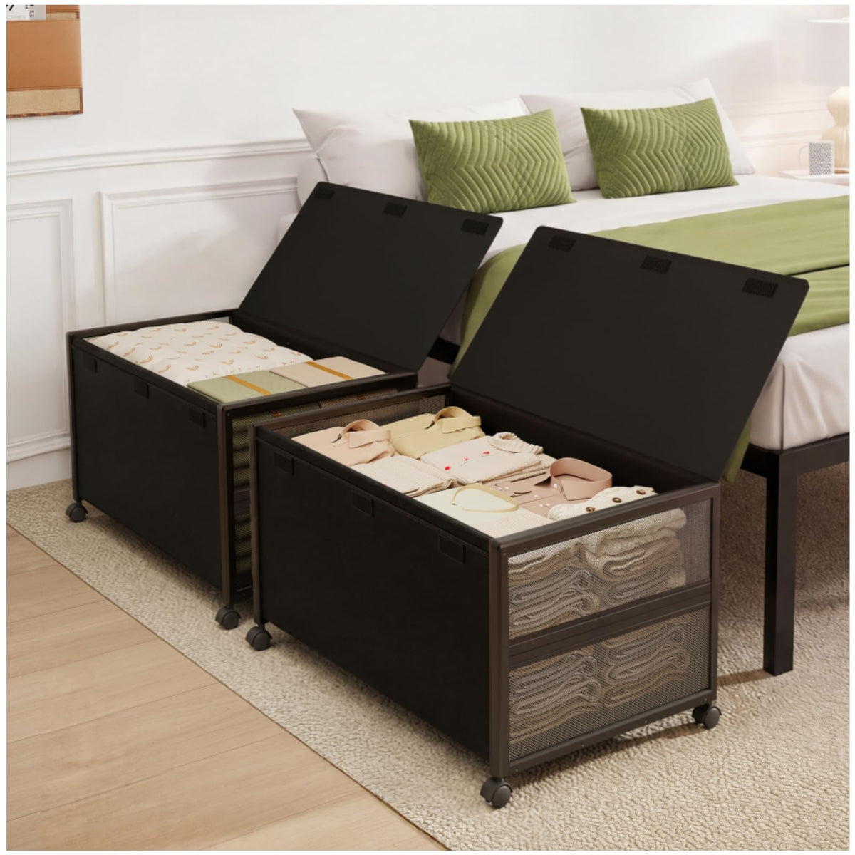 Fokyfok 2Pack Under Bed Storage Containers, 10 inch Height,31 inch Long